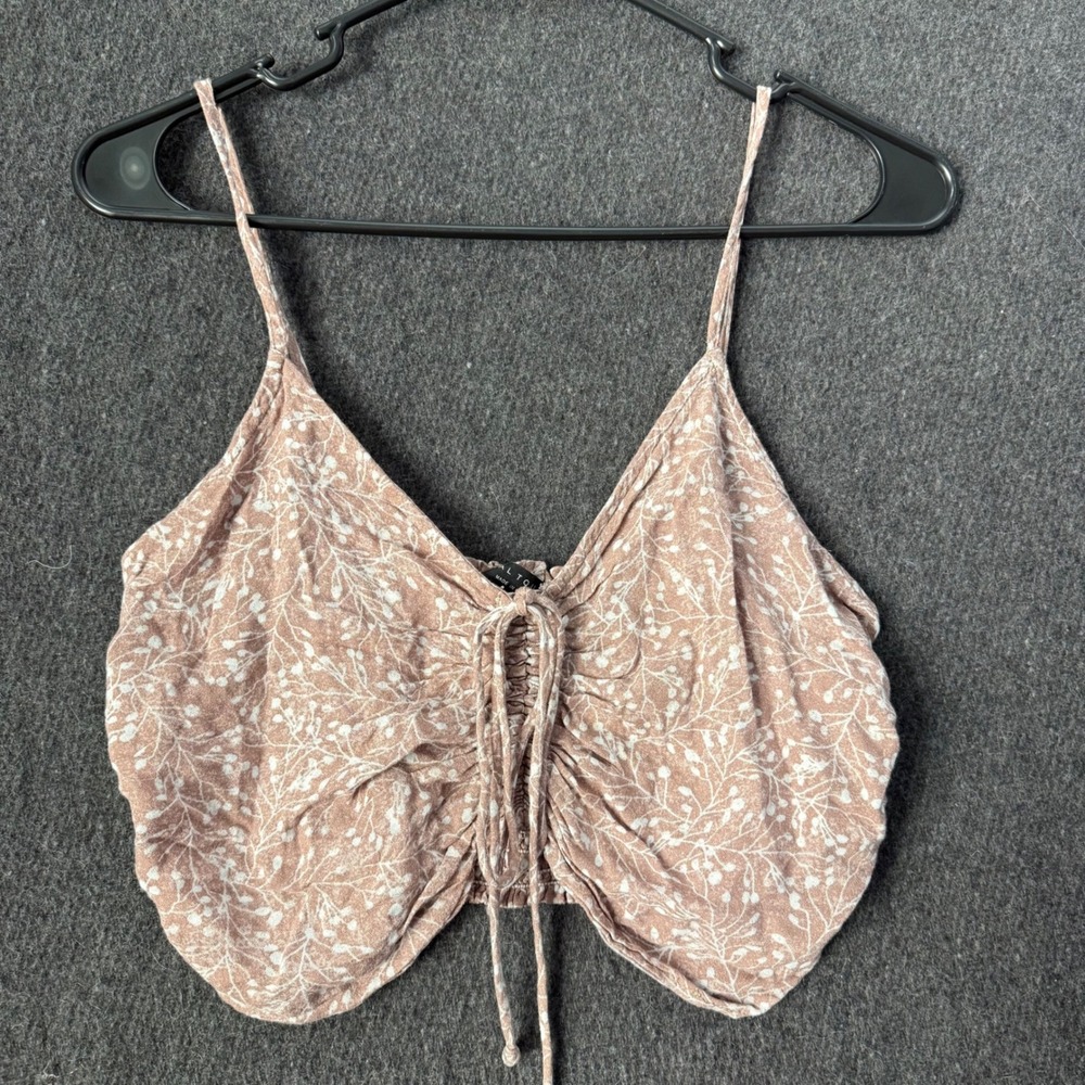 Womens Floral Smocked Crop Top Mauve Pink Cami fairy whimsy Boho cottage